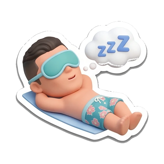 Boy sleeping with eye mask and ZZZ text Summer Vibes Boy sticker for expressive chats and social replies.