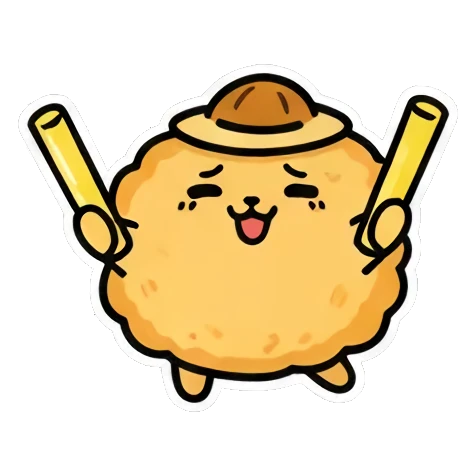 Cheering with two sticks Fluffy Hat Creature Stickers sticker for expressive chats and social replies.