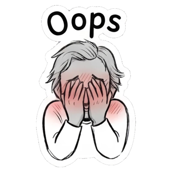 Character covering face with hands in embarrassment saying Oops Daily Doodle Life sticker for expressive chats and social replies.