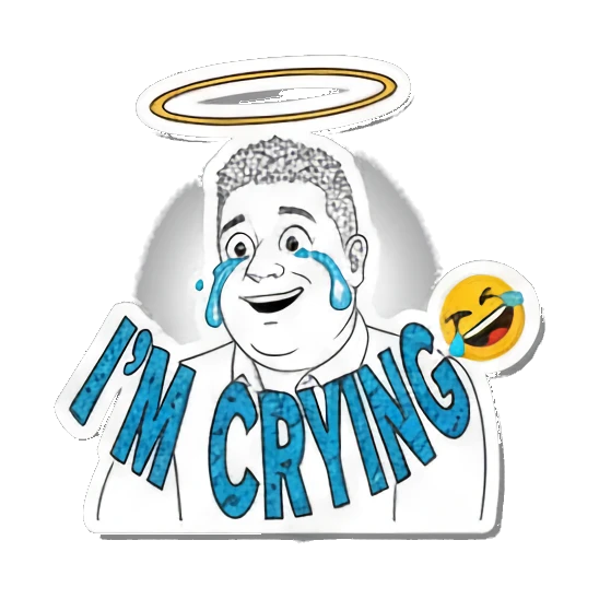 Man crying with halo and I'm Crying text Office Guy Daily Vibes sticker for expressive chats and social replies.