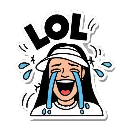 女孩大笑LOL Visor Girl's Expressive World sticker for expressive chats and social replies.