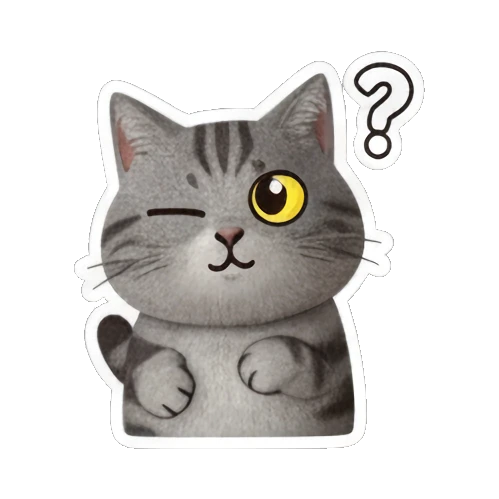 疑惑的猫咪 Gray Tabby Cat Expressions sticker for expressive chats and social replies.