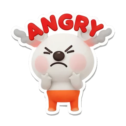 Polar bear cub clenches fists with ANGRY text, face turning red. Cheerful Polar Bear Cub sticker for expressive chats and social replies.