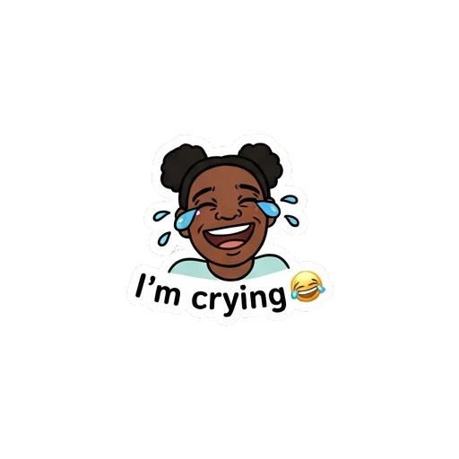 Young girl laughing hysterically with tears of joy. Vibrant Daily Expressions sticker for expressive chats and social replies.