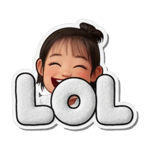 小女孩大笑LOL Puffy Little Girl Expressions sticker for expressive chats and social replies.