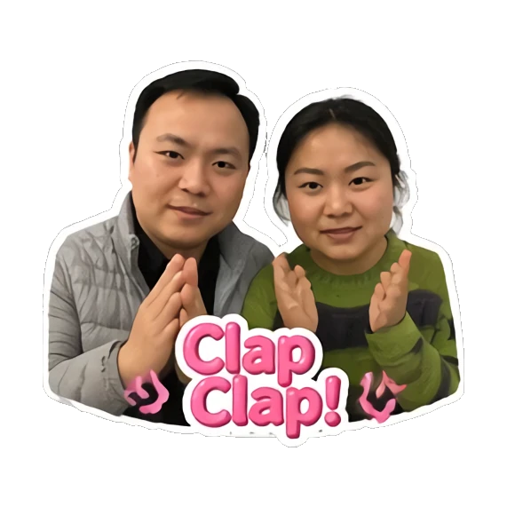 Couple clapping hands with 'Clap Clap!' text Couple Daily Vibes sticker for expressive chats and social replies.