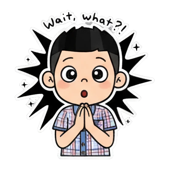 Boy looking shocked with hands together and text Cheerful Boy Daily Expressions sticker for expressive chats and social replies.