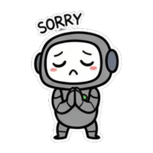 机器人双手合十，低头道歉。 Cute Robot Expressions sticker for expressive chats and social replies.