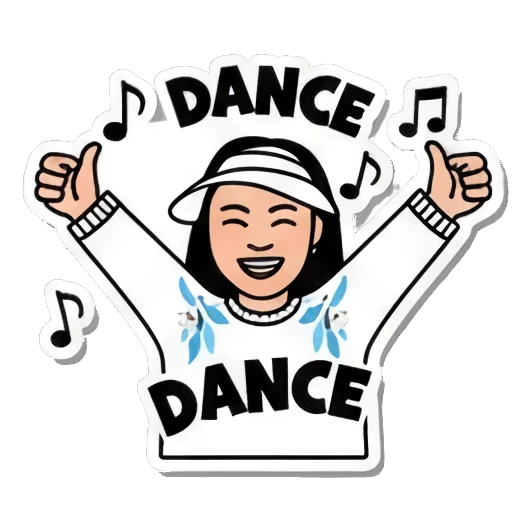女孩跳舞DANCE Visor Girl's Expressive World sticker for expressive chats and social replies.