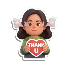 Girl holding a heart shape with THANK U text Cheerful Girl Daily Life sticker for expressive chats and social replies.