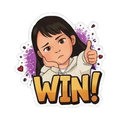 少女胜利表情WIN Street Style Girl Expressions sticker for expressive chats and social replies.