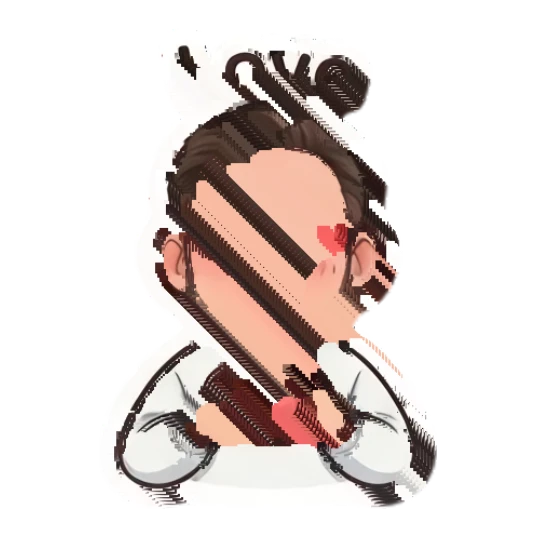 Man with beard and glasses showing love with heart eyes and hand heart Gentle Bearded Man Daily sticker for expressive chats and social replies.