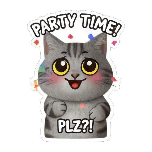 请求拜托的猫咪 Gray Tabby Cat Expressions sticker for expressive chats and social replies.