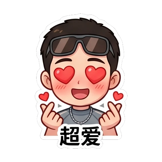 Loving boy making a heart shape with his fingers Cool Guy Daily Life sticker for expressive chats and social replies.