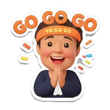 男孩戴头带加油打气 Cheerful Boy 3D Expressions sticker for expressive chats and social replies.