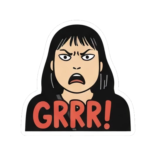 愤怒咆哮表情 Girl's Daily Moods sticker for expressive chats and social replies.