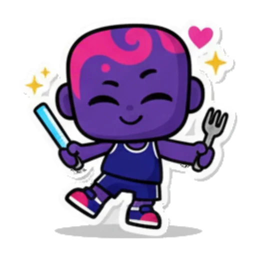 日常聊天互动表情 Expressive Purple Buddy sticker for expressive chats and social replies.
