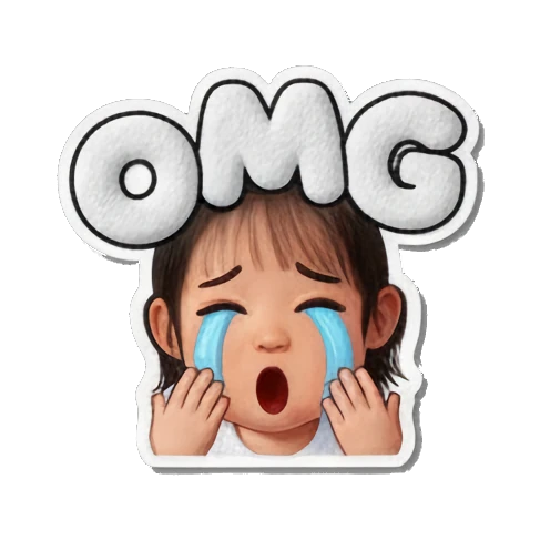 女孩哭泣OMG Puffy Little Girl Expressions sticker for expressive chats and social replies.