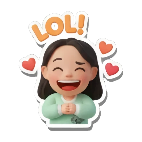 少女大笑比心 Cheerful Girl Daily Life sticker for expressive chats and social replies.