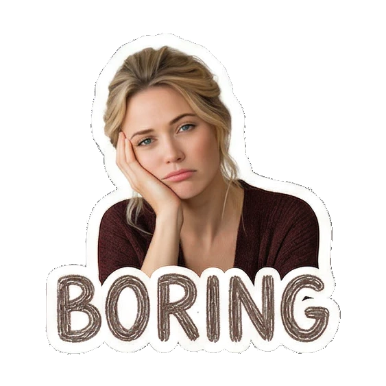 托腮无聊BORING Daily Life of a Modern Woman sticker for expressive chats and social replies.