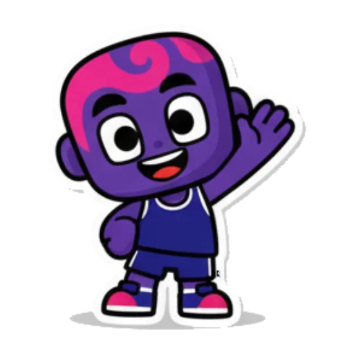 紫色小人挥手打招呼 Expressive Purple Buddy sticker for expressive chats and social replies.