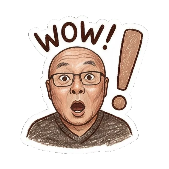 Surprised wow face Bald Uncle Daily Life sticker for expressive chats and social replies.