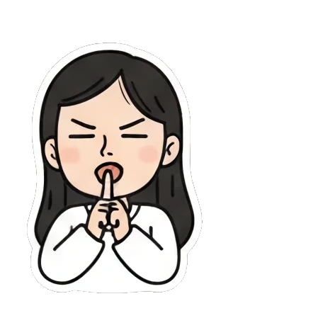 嘘安静的手势 Daily Doodle Girl sticker for expressive chats and social replies.