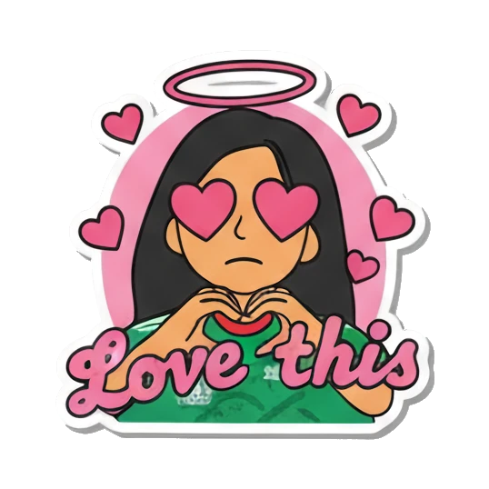 Girl with heart eyes and halo with text Love this Soccer Fan Girl Daily Life sticker for expressive chats and social replies.