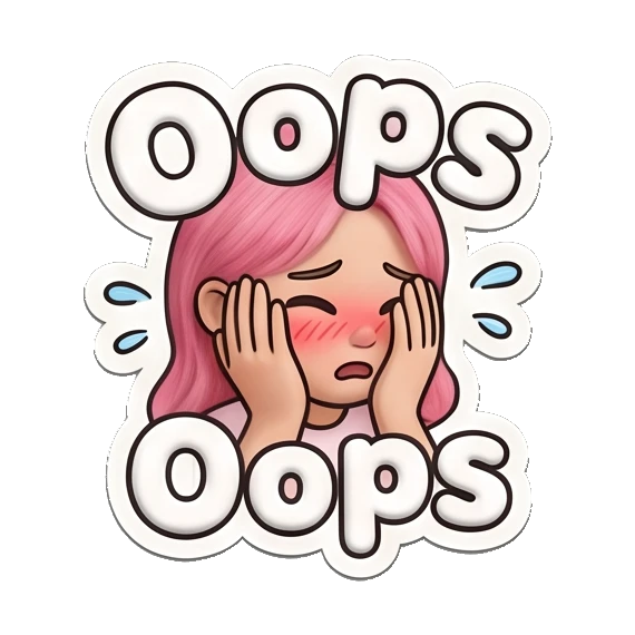 Embarrassed girl covering her blushing face saying oops. Pink Hair Girl Daily Vibes sticker for expressive chats and social replies.