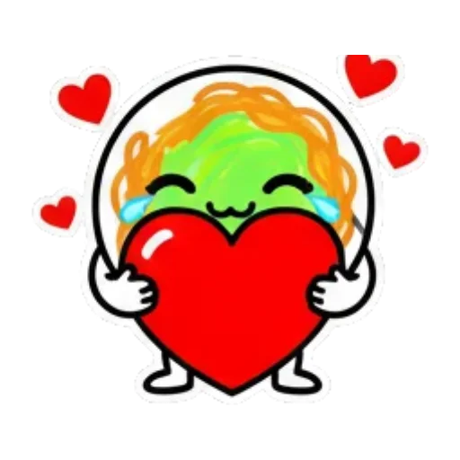 角色双手捧着爱心。 Cute Foodie Expressions sticker for expressive chats and social replies.