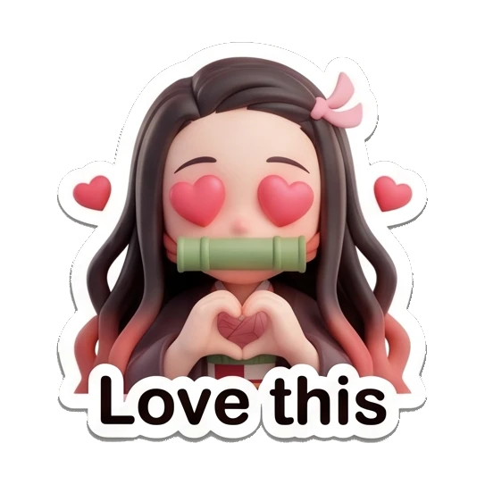 Nezuko showing love with heart-shaped eyes Nezuko Cute 3D Moments sticker for expressive chats and social replies.
