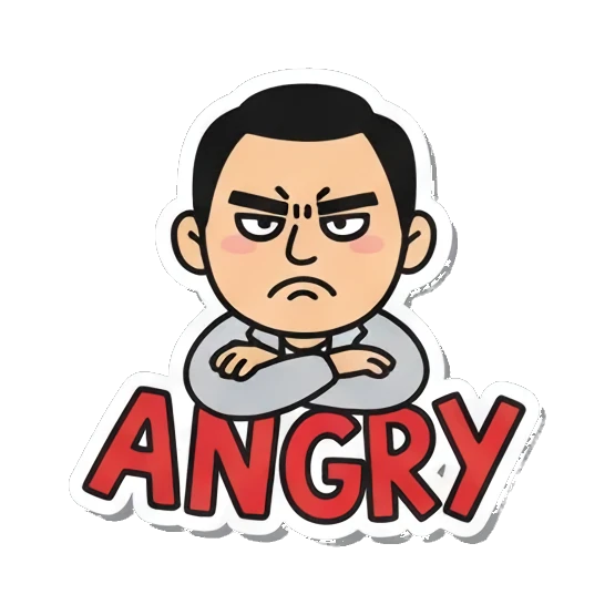 双手抱胸表示愤怒 Cool Guy Daily Vibes sticker for expressive chats and social replies.