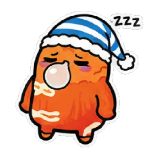戴睡帽打哈欠犯困 Orange Blob Expressive Stickers sticker for expressive chats and social replies.
