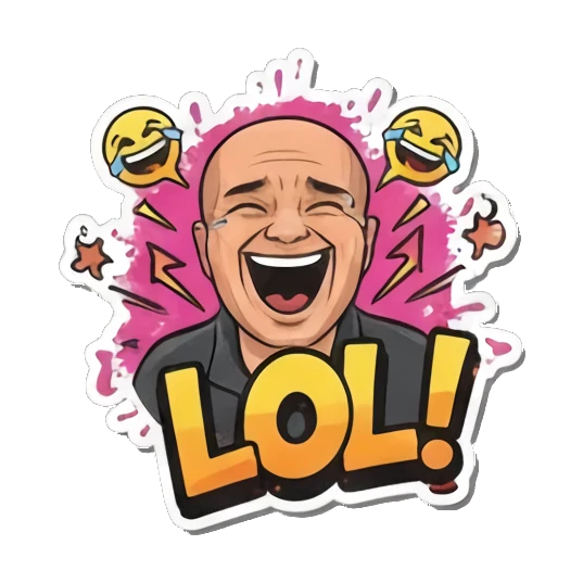 Bald man laughing (LOL) Bald Guy's Street Vibes sticker for expressive chats and social replies.