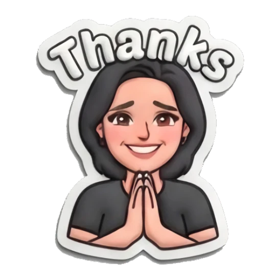 Girl with hands together in prayer pose and Thanks text Puff Print Girl Daily sticker for expressive chats and social replies.