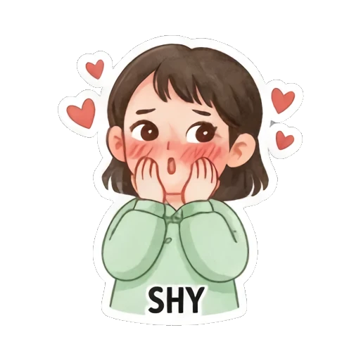 害羞脸红的少女 Zen Girl Daily Life sticker for expressive chats and social replies.