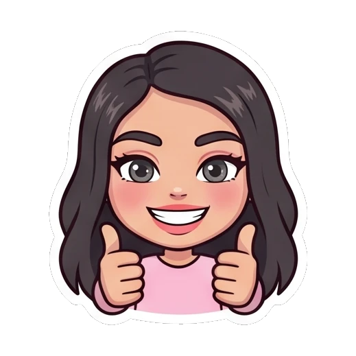 Girl giving a thumbs up with a happy smile Cheerful Girl Daily Life sticker for expressive chats and social replies.