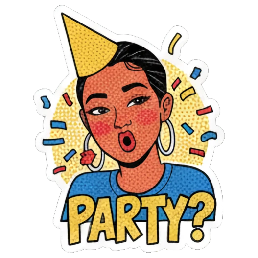 交叉双臂的女孩 Retro Pop Girl Expressions sticker for expressive chats and social replies.