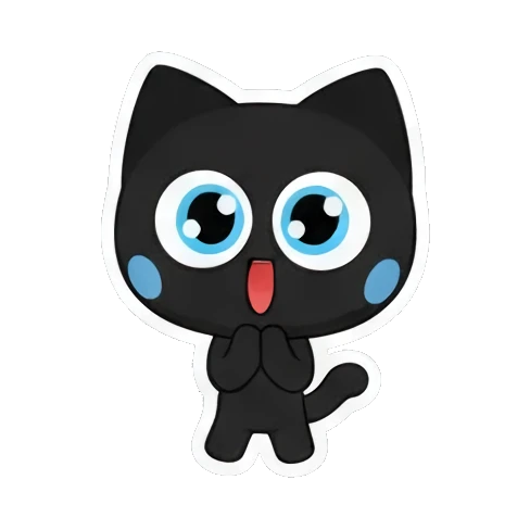 smug look Playful Black Cat Expressions sticker for expressive chats and social replies.