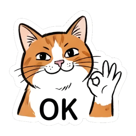 Orange cat making an OK gesture with text OK Doodle Orange Cat Daily sticker for expressive chats and social replies.