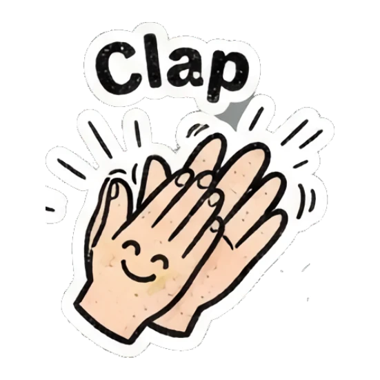 Pair of hands clapping in applause with text Clap Curly Hair Retro Vibes sticker for expressive chats and social replies.
