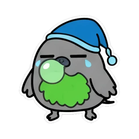 小鸟戴睡帽打瞌睡吹泡泡 Cute Bird Emotions sticker for expressive chats and social replies.