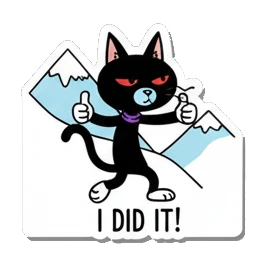 寒冷猫 Black Cat Ski Adventures sticker for expressive chats and social replies.