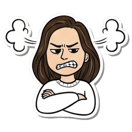 生气女孩抱双臂 Cartoon Girl Expressions sticker for expressive chats and social replies.
