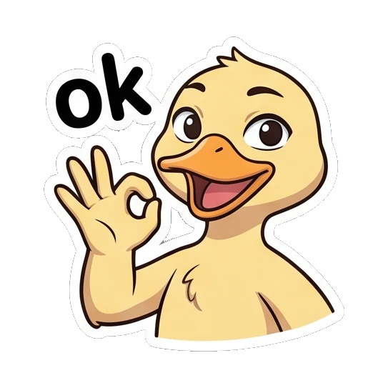 Duckling making an OK hand gesture Cheerful Little Duckling sticker for expressive chats and social replies.