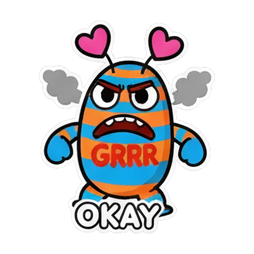 怪兽惊讶 Striped Monster's Mood Diary sticker for expressive chats and social replies.