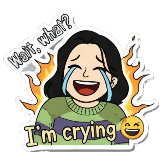 Girl crying with fire background and I'm crying text Daily Life of a Girl sticker for expressive chats and social replies.