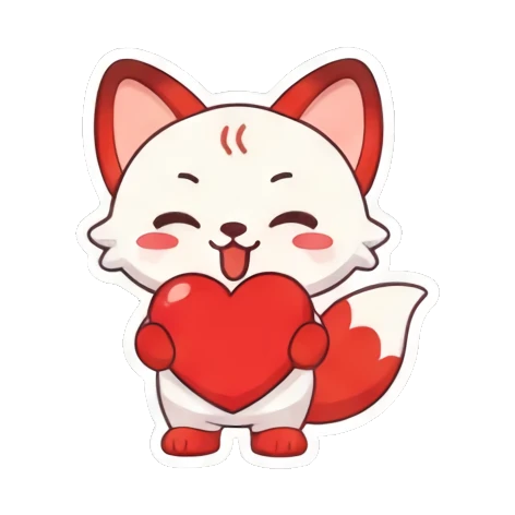 holding heart fox Cheerful Red Fox Adventures sticker for expressive chats and social replies.