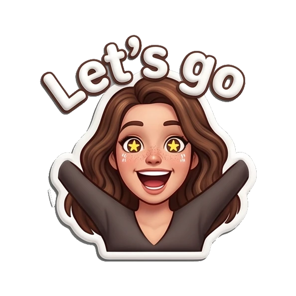 Thoughtful girl resting chin on hand saying Hmm. Playful Brunette Expressions sticker for expressive chats and social replies.