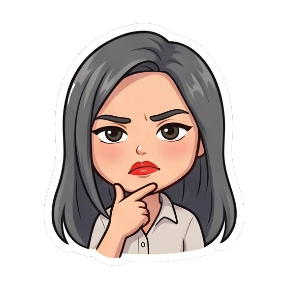 Office lady thinking with a hand on her chin Office Lady Daily Life sticker for expressive chats and social replies.
